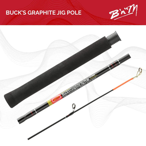 Graphite Jig Pole 16 Foot Three Sections Ultralight Durable Pole With DynaFlo Guides For Ice Fishing And Jigging High Performance Angler Gear Built For Power And Sensitivity And Versatility Pro Grade shown disassembled