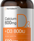 Calcium 600 Mg With Vitamin D3 Coated Caplets for Women and Men, Vegetarian, Non GMO Gluten Free Supplement, 500 Caplets bottle