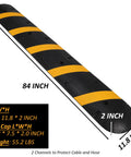 Heavy Duty 84 Inch Rubber Speed Bump Kit With 2 Channel Modular Design 25000 Lb Load Capacity End Caps Cable Protector Ramp