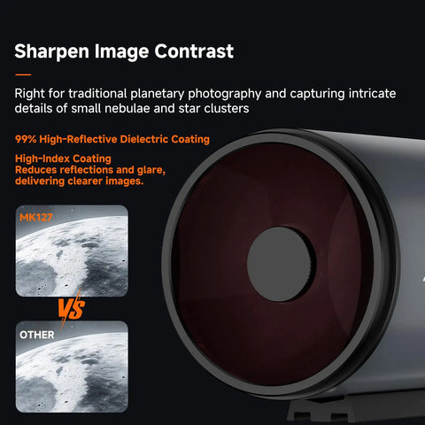127mm Mak Telescope For Stargazing And Deep Sky Imaging With F11.8 Aperture, Versatile OTA For Adults, Beginner Friendly Setup, Sharp Detail On Distant Galaxies And Nebulae, Ideal Entry To Amateur Astronomy. 127mm Mak OTA front lens with high-reflective coating