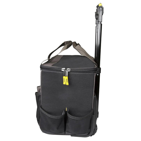 Side view of Roller Tool Bag With Lighted Handle 17 Inch TechGear L258 with exterior pockets and durable polyester material