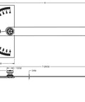 Technical drawing of Double Graduation Steel Protractor, 6 Inch Bevel Transfer Tool And Angle Finder for 0 to 180 degree range.