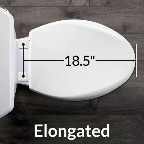 Open Front Plastic Elongated Toilet Seat For Commercial Restrooms With Heavy Duty Industrial Grade And Lid, 18.5 inch size