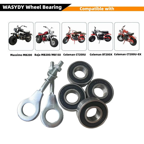 Front And Rear Mini Bike Wheel Bearing Kit 6202RS Easy Install Drop In Replacement For Coleman CT200U EX BT200X Baja Warrior