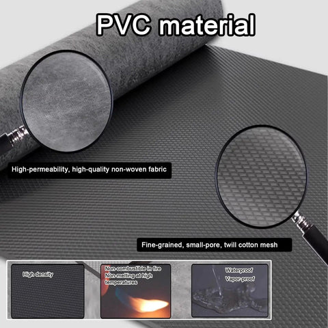 Rock Solid Acoustic Sound Proofing Panels For Walls And Ceilings Top Shelf High Density Butyl Rubber Studio Audio Dampening Pads Fire Safe Roll For Home Studios And Offices showing gray PVC foam and texture details