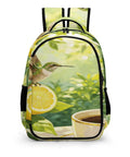 Tropical Hummingbird Lemon Coffee Print Unisex Backpack With Large Capacity, Durable Polyester, Easy To Clean, Smooth Zipper