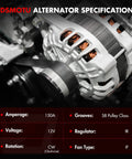 Heavy Duty 150A 12V Alternator For Toyota Tundra 5.7L 2007 2021, Tundra 4.6L 2010 2019 close-up view installed