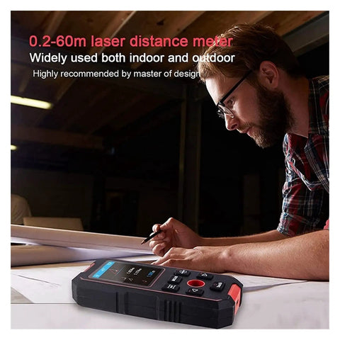 Heavy Duty Stud Finder Wall Scanner With Slick HD Screen And 3 In 1 Electrical Pipe Cable Detector For Wood Metal AC Wiring Delivering Dead Nuts Precision For No Sweat DIY Home Makeovers showing precise measurement tool in use.