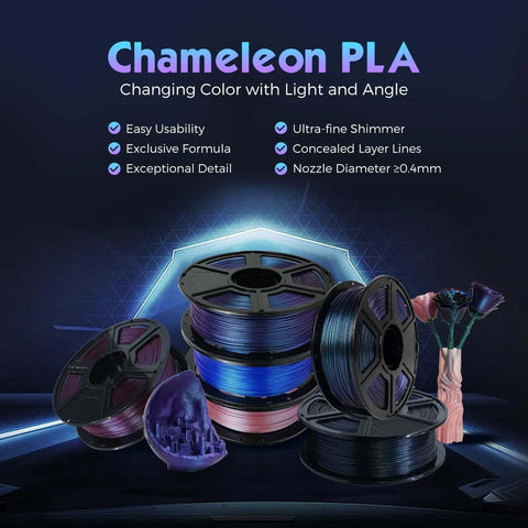 Burnt Titanium Color Changing 1.75mm PLA Filament 1kg 2.2lb For 3D Printing Chameleon Vibe That Shifts With Light And Angles Conceals Layer Lines Delivers Sleek Showy Prints Every Time