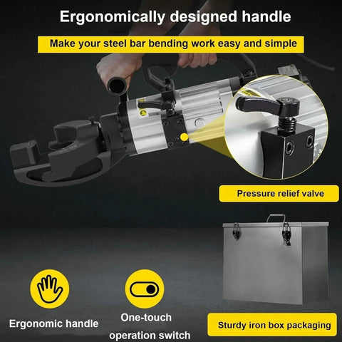 Heavy Duty Portable Electric Hydraulic Rebar Bender Pliers For Steel Bar Bending And Shearing Cuts Up To One Inch with ergonomic handle