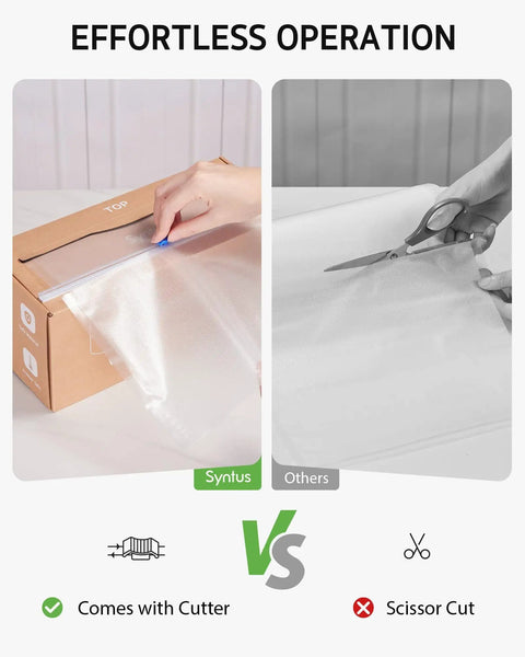 Comparison of 11 Inch By 150 Foot Vacuum Sealer Roll With Cutter and regular scissor cut for food storage.
