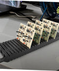 Anti Static Bar Rack With 25 Slot PCB Tray ESD Safe Circulation Shelf for circuit boards on desk, black plastic, easy install.