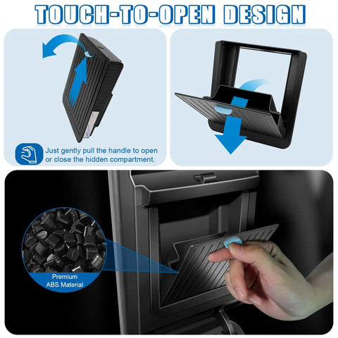 Tesla Model Y Center Console Organizer Tray Five Piece Set for 2021 to 2024, touch-to-open design, premium ABS material