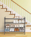 Expandable Four Tier Shoe Rack With Metal Construction Stackable And Adjustable From 17.7 To 32.3 Inches by staircase