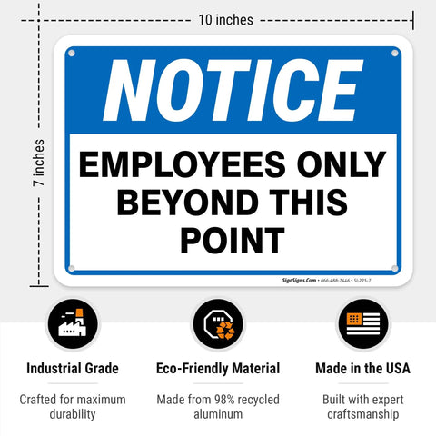 10x7 Employees Only Beyond This Point Sign Made From Rust Free Aluminum For Indoor Outdoor Use Tough As Nails Weather Resistant Workplace Safety Signage For Offices Shops Warehouses And Facilities