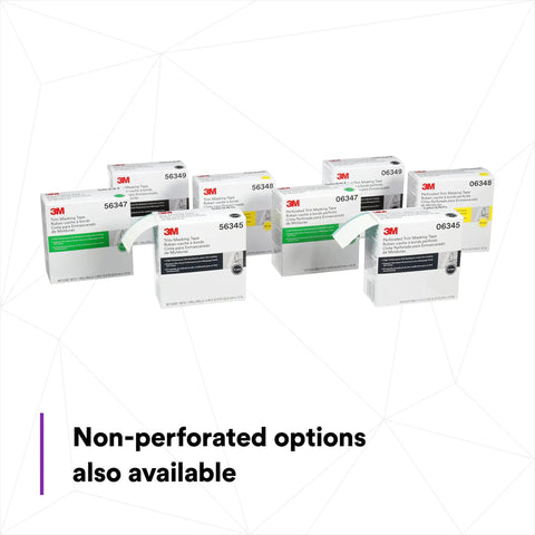 Various 3M perforated and non-perforated masking tape boxes in packaging for auto molding protection.