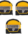 9 Foot Magnetic Pocket Tape Measure Set With Rear Magnet For Metal Tool Boxes Black And Yellow Durable ABS Rubber Housing Compact 3 Pack For Quick On The Go Measurements And Handy DIY Pros