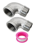 90 Degree Street Elbow 1 Inch NPT Male To Female Stainless Steel 304 Pipe Fittings For Water And Air Lines, 2 Pack with Pipe Tape
