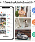 Solar Powered Wireless Outdoor Security Cam With 2K 3MP HD Video 360 Degree PTZ AI detecting person, pet, and vehicle
