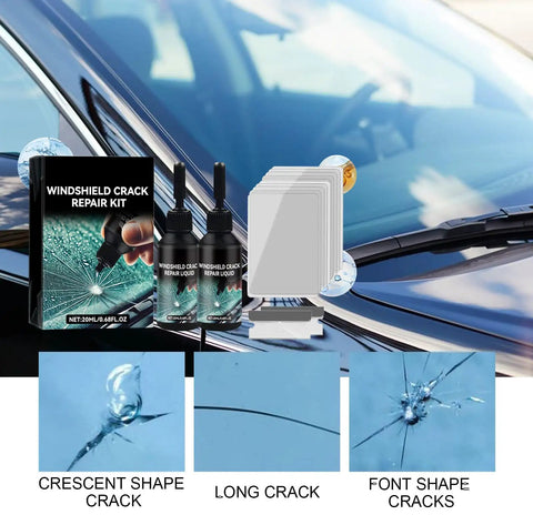 Windshield Pro Chip Repair Kit With Nano Glass Resin For Chips And Cracks Upgraded 2026 All Crack Types Fix Rock Damage Mirrors Glasses Auto Glass 2 Pack Now showing contents and usage examples with car windshield.