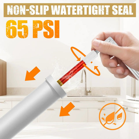 Water Stopper Plumbing Kit for One Half Inch Three Quarter Inch and One Inch Pipes Set of Three Plugs showing leak prevention at 65 PSI