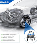 Illustration of Front Wheel Hub and Bearing Assembly 5-Lug with ABS installation on a transparent car showing internal components.