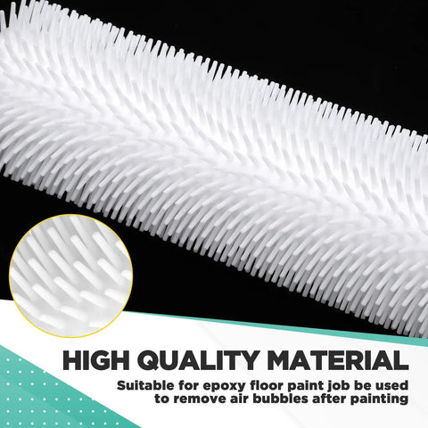 Close-up of a spiked roller from 9 Inch Spiked Roller Kit For Self Leveling Concrete And Epoxy Floors Includes 3 Spiked Rollers Roller Stand And Shoes Pro Grade Cement Floor Leveling Tool For Smooth Epoxy And Concrete Finish Yellow
