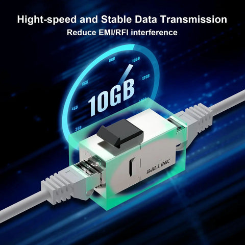 10Gbps Cat7 Shielded RJ45 Keystone Coupler Pack, Female To Female Ethernet Jack, STP Keystones, high-speed connection
