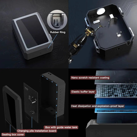 Heavy Duty Weatherproof EV Charger Lock Box With Key Ultimate Outdoor Armor for electric vehicle plugs, showcasing interior features.