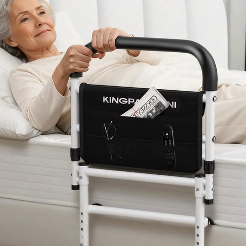 Senior Safe Bed Rails For Seniors With ASTM Approved, 400Lb AntiWobble Support, adjustable handle in use, Model GL04