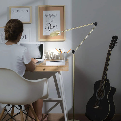 Sage 2 In 1 LED Craft Table And Floor Lamp Adjustable Floor Reading Light in living room with guitar