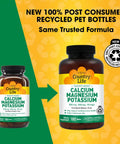 Calcium Magnesium Potassium Bone And Heart Health Supplement, 1000 Mg Calcium, 500 Mg Magnesium, 2:1 Ratio, 180 Tablets, Gluten Free, Vegan