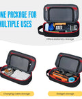 Large Pencil Case With Big Capacity Aesthetic Pen Pouch For Office Organizer Minimalist Portable Stationery Bag With Handle Black Durable Pencil Storage For School Travel Grab And Go shown storing stationery, cables, and gadgets.