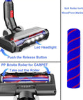 Motorized Vacuum Brush With Headlights for V6 Series Cordless Vacuums Replacement Roller With Soft and PP Bristles