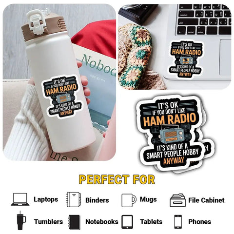 Ham Radio Sticker Set 3 Pcs Funny Operator Quote Vinyl Decals Waterproof on water bottle and laptop