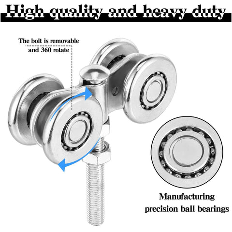 High-quality four-wheel trolley for heavy barn doors with precision ball bearings