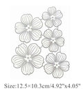 3D Flower Frame Metal Die Cuts Set For Scrapbooking And Card Making with leaves and floral embossing dies, silver finish, 4.92x4.05 inches