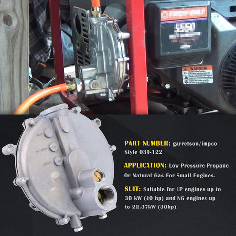 Low Pressure Gas Regulator KN 039-122 Garretson Style Converter Installed on Small Engine