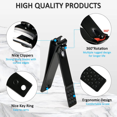 Pro Grade 26 Piece Manicure Set With Stainless Steel Nail Clippers in luxurious brown travel case, showing ergonomic design features