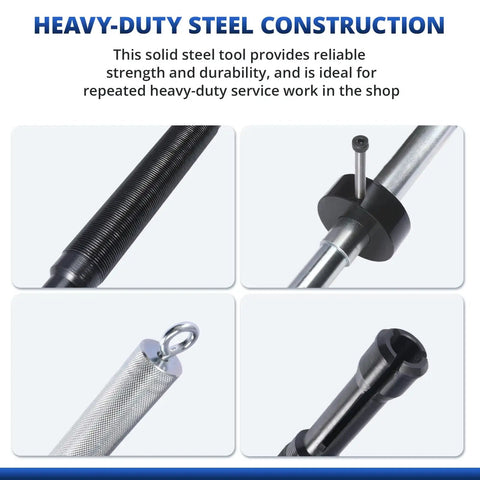 Close-up of Heavy Duty Workhorse Gimbal Bearing Alignment Tool and Installation Puller for boats, solid steel construction.
