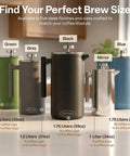 Big Batch French Press Coffee Maker That Will Not Quit Double Wall Stainless Steel Plastic Free Insulated Brewer in five sizes