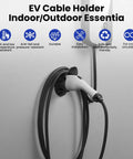 Heavy Duty J1772 EV Charger Wall Mount with Rock Solid Cord Cradle and Outlet Shield for indoor/outdoor use with cables neatly organized.
