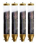 Gold Wall Mounted Coffee Bean Dispenser Set Of Four Boasts A Massive Ten Liter Transparent Jar with coffee beans in view.