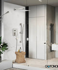 Shower Faucet Set With 12 Inch Rain Shower Head And Handheld Spray, Brushed Nickel Wall Mounted Trim Kit With Slide Bar