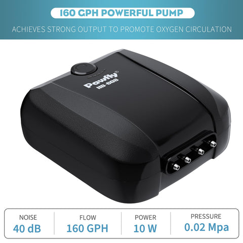 4 Outlet Aquarium Air Pump Quiet Adjustable Oxygen Aerator For Fish Tanks And Ponds front view showing 160 GPH output.