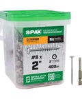 Fast Easy Exterior And Interior Wafer Head Wood Screws Window Install Kit Size 8 By 2 T20 Torx HCR X 20 Multimaterial 400 Pieces With Bit Included Replaces Nails For Quick Tight Secure Window Mounts Up To 10 Windows. Clear tub of #8 x 2 in exterior window screws with T20 bit