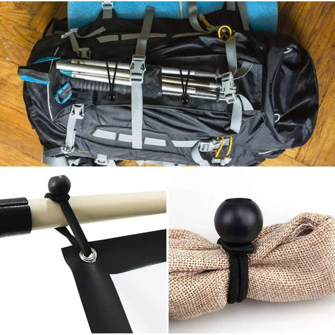 30 Pack 6 Inch Black Bungee Balls Heavy Duty Tarp Tie Downs Cords securing camping gear and tarps