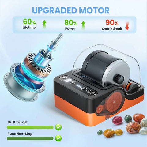 Ultra Quiet Rock Tumbler Kit With Soundproof Enclosure For Indoor STEM Projects 75 Percent Quieter Than Competitors 2026 Upgrade Low Vibration Operation Easy Setup No Brainer For Kids And Adults upgraded motor and enclosed tumbler with polished stones