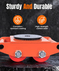 4 Pack Heavy Duty Machinery Mover Set With 20000 Lbs 10 Tons Capacity Carbon Steel Skates with Non Marking PU Wheels close-up