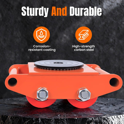 4 Pack Heavy Duty Machinery Mover Set With 20000 Lbs 10 Tons Capacity Carbon Steel Skates with Non Marking PU Wheels close-up